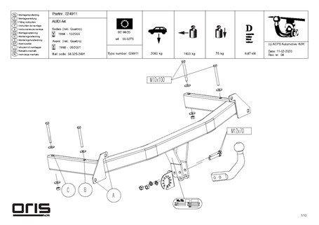 Audi A4 Çeki Demiri B5 1994-2000 Sedan,Stationwagon - Görsel 4